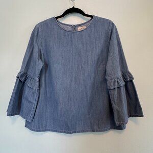 GAP for Good Denim Ruffle Sleeve Shirt – Size L